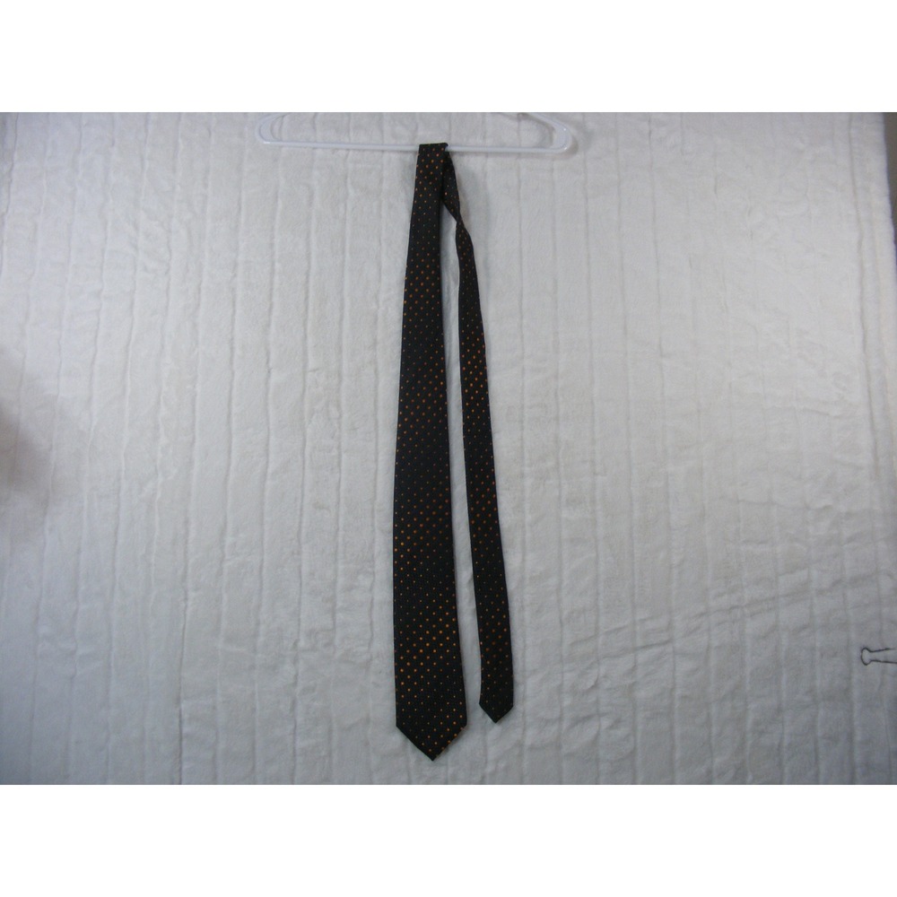 Bruno Marchesi Necktie Mens OS Black Orange Excellent Silk Polka Dot Hand Made